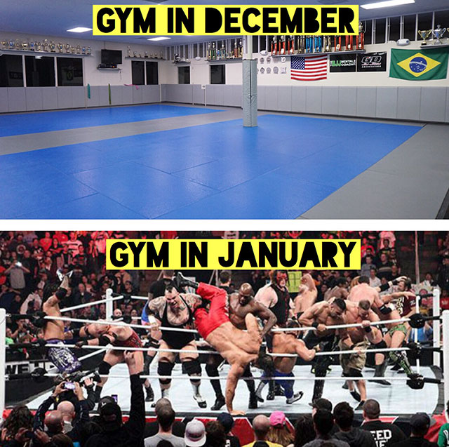 relatable meme wwe royal rumble 2019 - Gym In December V An Gym In January 10