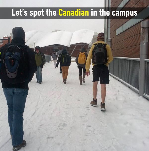 canadians in winter funny - Let's spot the Canadian in the campus