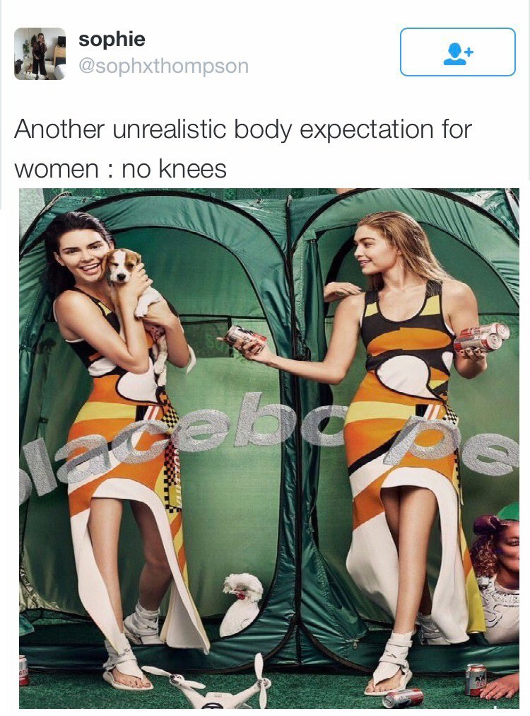 unrealistic body - sophie Another unrealistic body expectation for women no knees