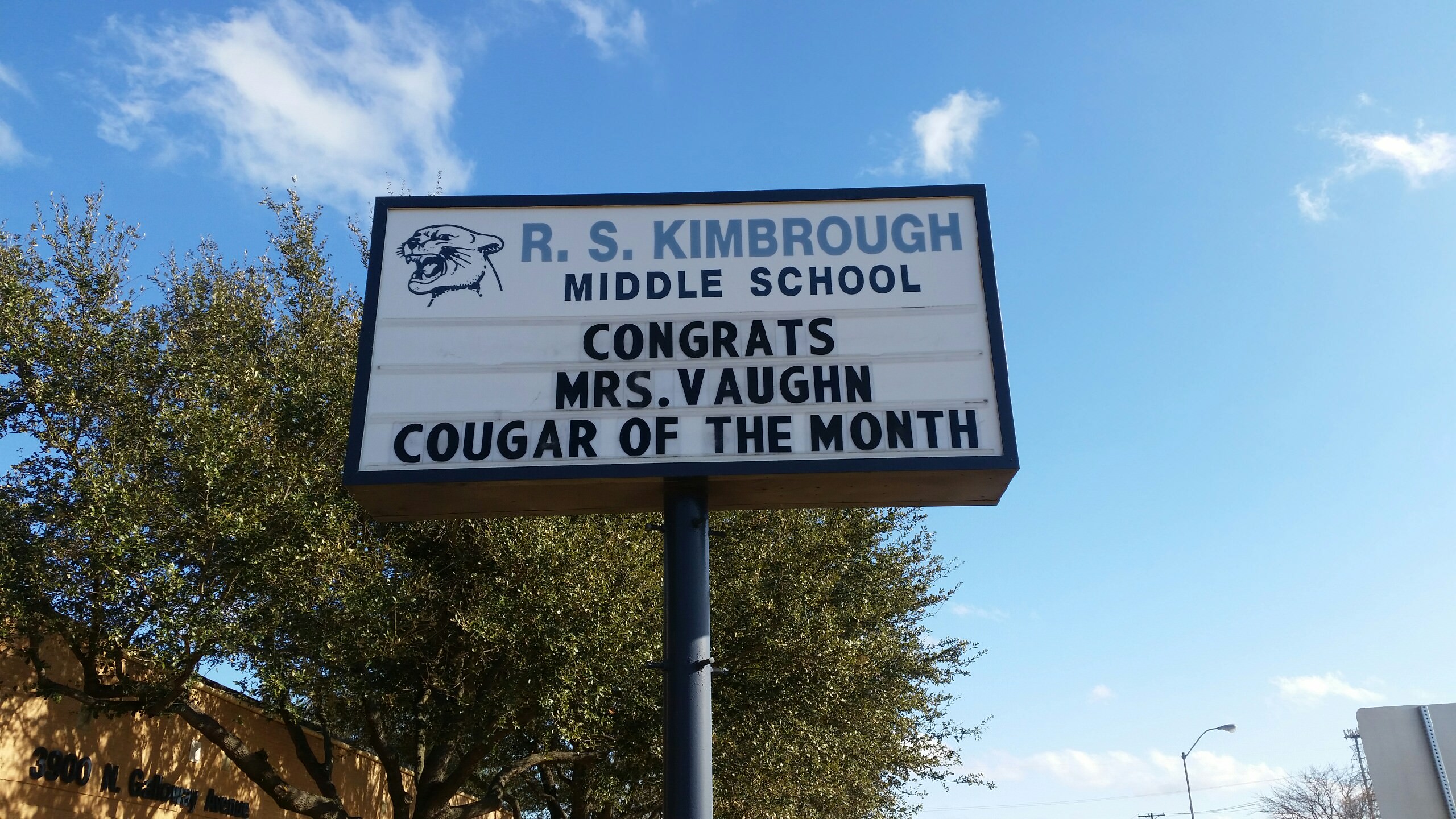 cougar of the month meme - R. S. Kimbrough Middle School Congrats Mrs. Vaughn Cougar Of The Month