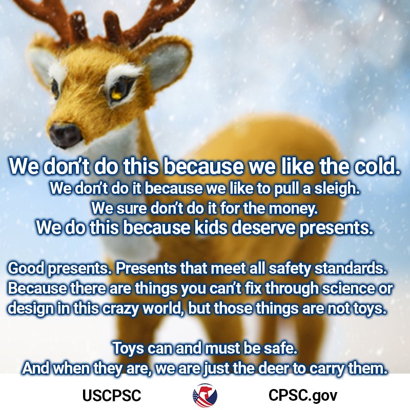 cute real reindeer - We don't do this because we the cold. We don't do it because we to pull a sleigh. We sure don't do it for the money. We do this because kids deserve presents. Good presents. Presents that meet all safety standards. Because there are t