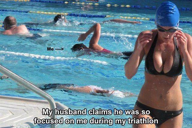boobs triathlon - Me > My husband claims he was so focused on me during my triathlon