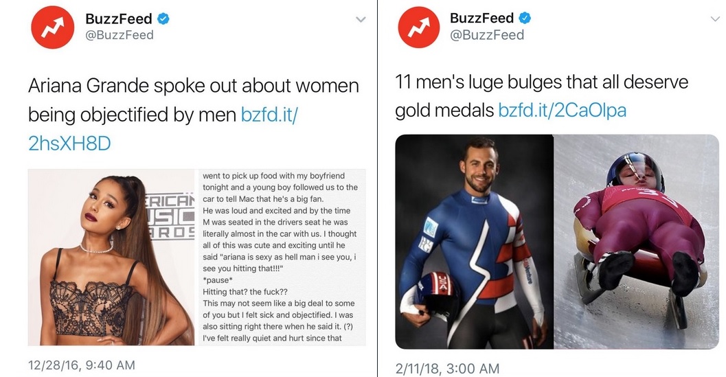 fuck buzzfeed - BuzzFeed BuzzFeed Ariana Grande spoke out about women being objectified by men bzfd.it 2hsXH8D 11 men's luge bulges that all deserve gold medals bzfd.it2CaOlpa went to pick up food with my boyfriend tonight and a young boy ed us to the Eri