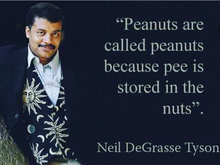 cape point - Peanuts are called peanuts because pee is stored in the nuts. Neil DeGrasse Tyson