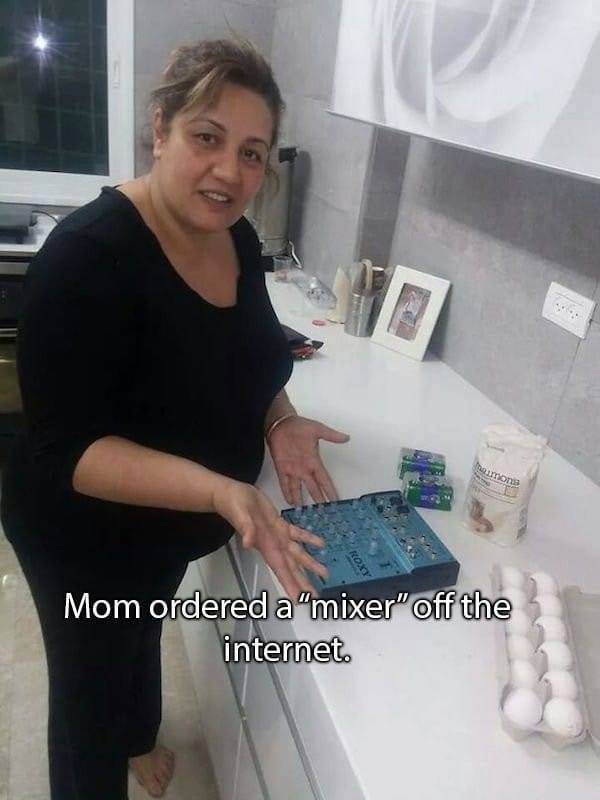 mom ordered a mixer - Mom ordered a mixer" off the internet.