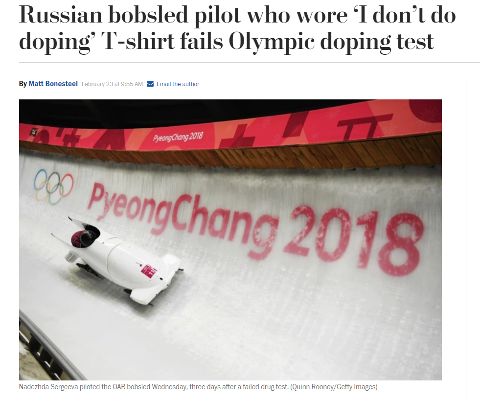 dalai lama quotes - Russian bobsled pilot who wore I don't do doping Tshirt fails Olympic doping test By Matt Bonesteel Founty 23 Am Email the author DeryChang 2018 C9 PyeongChang 2018 Nadezhda Sergeeva piloted the Dar bobsled Wednesday, three days after 