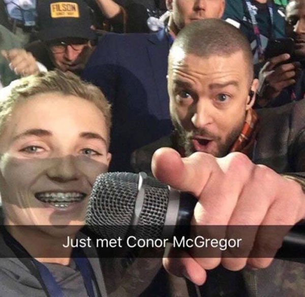 selfie kid superbowl 52 - Just met Conor McGregor