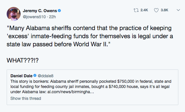 POS Alabama Sheriff Used Money Meant to Feed Inmates to Buy $750K Beach Home, Did a Bunch of Other Dirty Sh*t Too