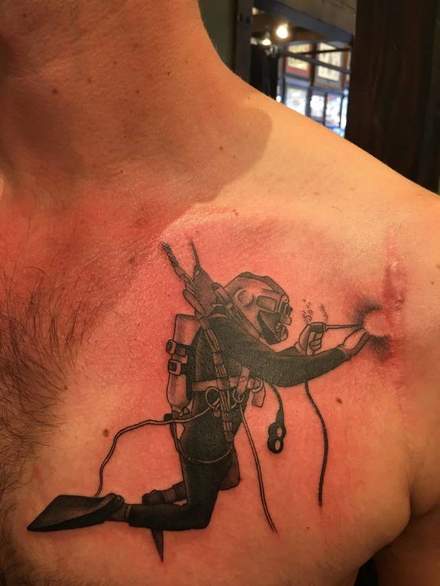 welding tattoo on scar