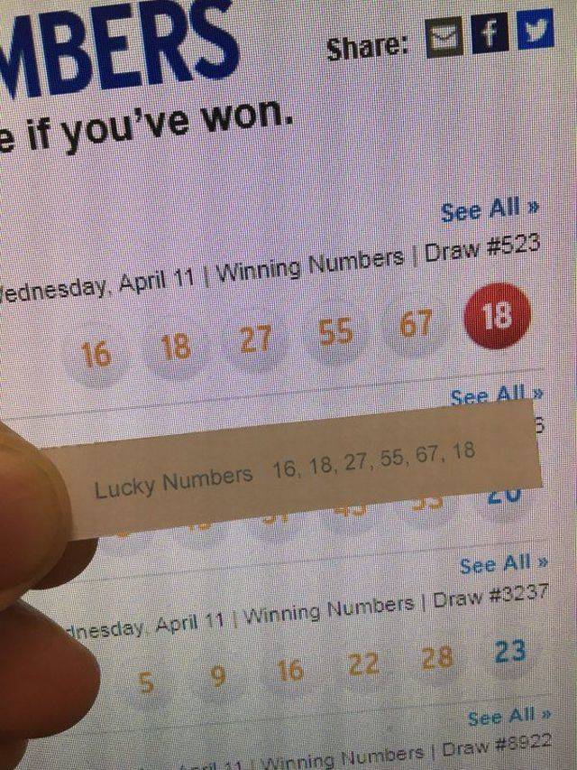 weird pic ticket - Mbers 900 e if you've won. See All Wednesday, April 11 | Winning Numbers | Draw 16 18 27 5567 18 See All Lucky Numbers 16, 18, 27, 55, 67, 18 See All nesday, April 11 | Winning Numbers | Draw mas mamma See All 11. Winning Numbers Draw