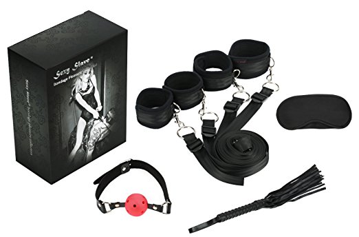 Sexy Slave Extreme 11-Piece Restraints Kit with Whip and Gag. </br><a href="https://amzn.to/2KyKl7t">Only $15.99 on Amazon</a>