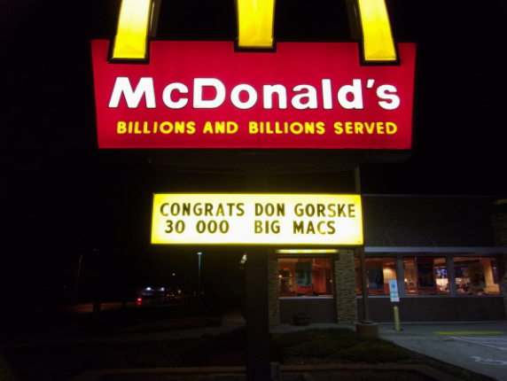 The milestone was witnessed by many at the Fond du Lac McDonald's in Wisconsin.