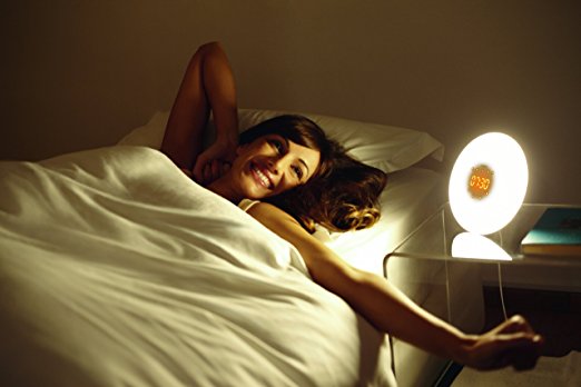 An alarm clock that simulates a sunrise. </br>Buy one <a href="https://amzn.to/2k3RP6b>here.</a>  (Model that simulates a girlfriend not included.)