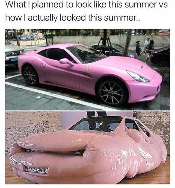 ferrari memes funny - What I planned to look this summer vs how I actually looked this summer.. Wiv 4244 E