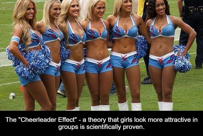 The "Cheerleader Effect" a theory that girls look more attractive in groups is scientifically proven.