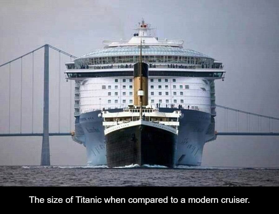 queen mary size comparison - Triti The size of Titanic when compared to a modern cruiser.