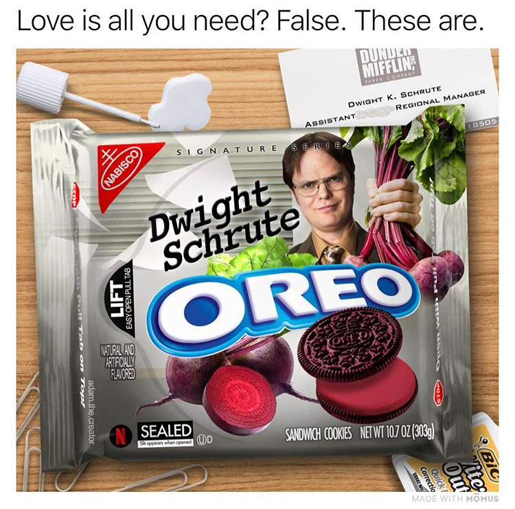 dwight schrute oreos - Love is all you need? False. These are. Inundo Mifflin Dwight K. Schrute Assistant Regional Manager Signature Nabisco Dwight Schrute Foreo Lift Easy Openpull Tab Se adare. co Sealed Sandwich Cookies Netwt 107 Oz 3039 Bio Quer Made W