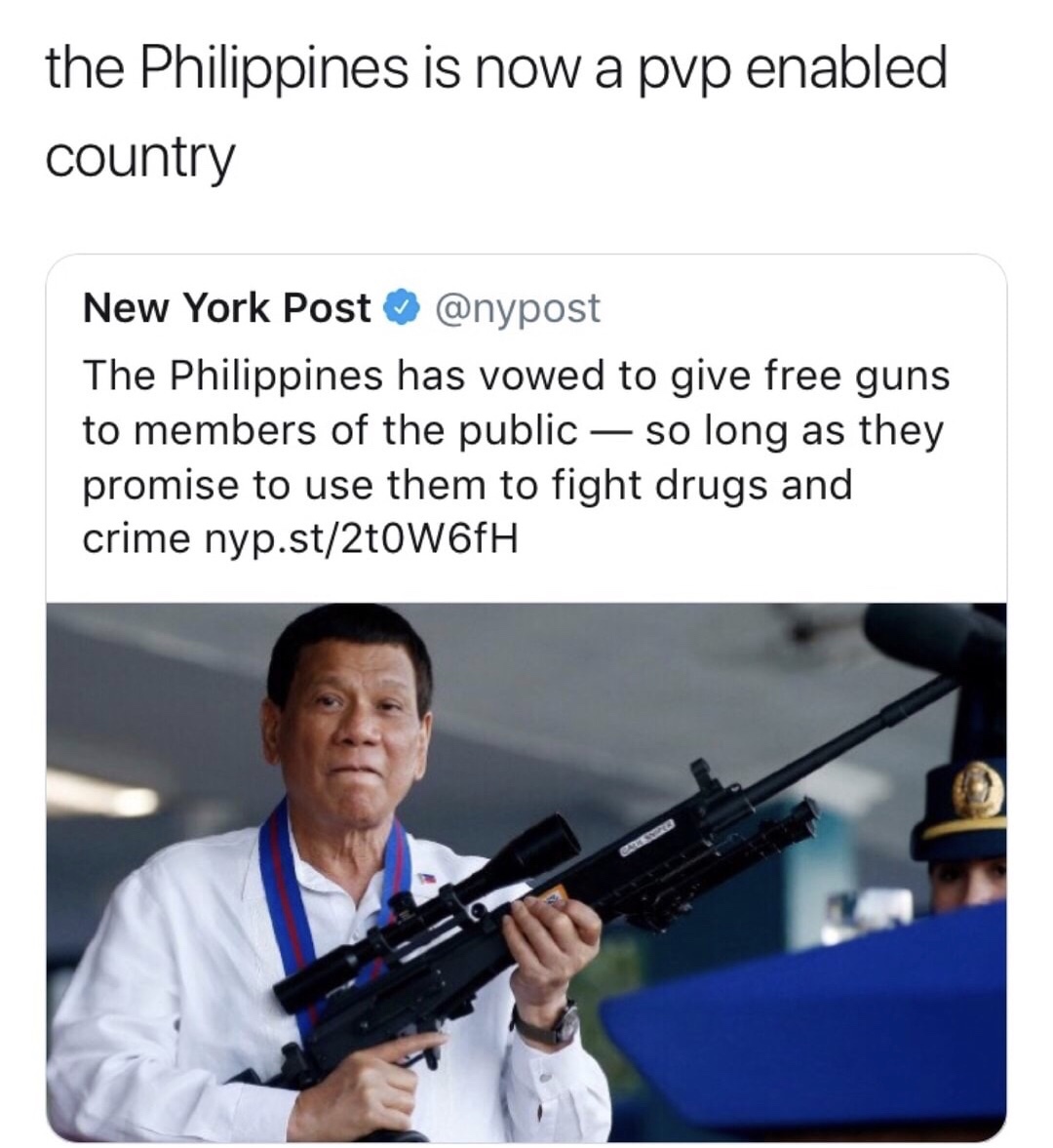 Duterte meme about giving automatic rifles to citizens in Philippines