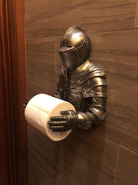 humpday pic of a knight armor toilet paper holder