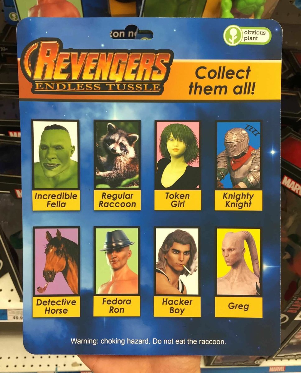 revengers endless tussle - . on n . obvious plant Collect them all! Endless Tussle Token Incredible Fella Regular Raccoon Girl Knighty Knight Detective Horse Fedora Ron Hacker Boy Greg Warning choking hazard. Do not eat the raccoon.