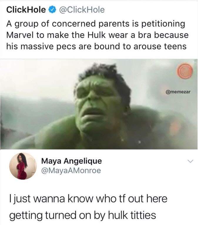 clickhole post about parents who worry about Hulk Titties