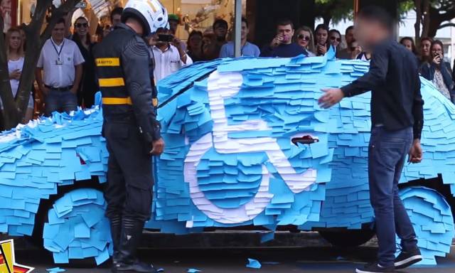 illegally parking in handicapped spaces