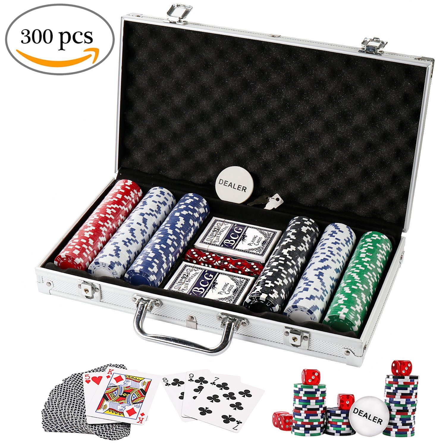 This Texas Holdem 300 clay chip poker set will make you look classy while you take your friend's money. <br/><br/> You can pick this up at  <a href="https://amzn.to/2Kl63zq" target="_blank">Amazon for about $36.99</a>.