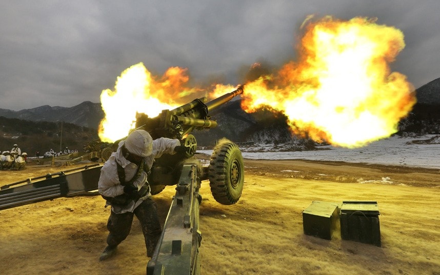 shooting artillery