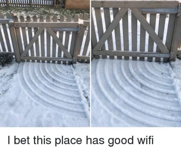 snow fence wifi meme - I bet this place has good wifi
