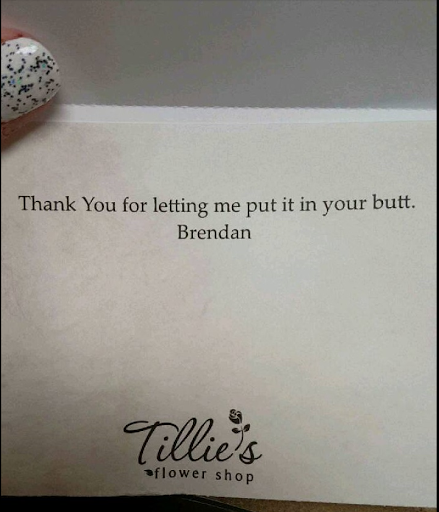 card thanking girl for letting him put it in her butt