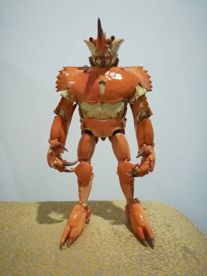 anthropomorphism at its best, crab shell made into an action figure