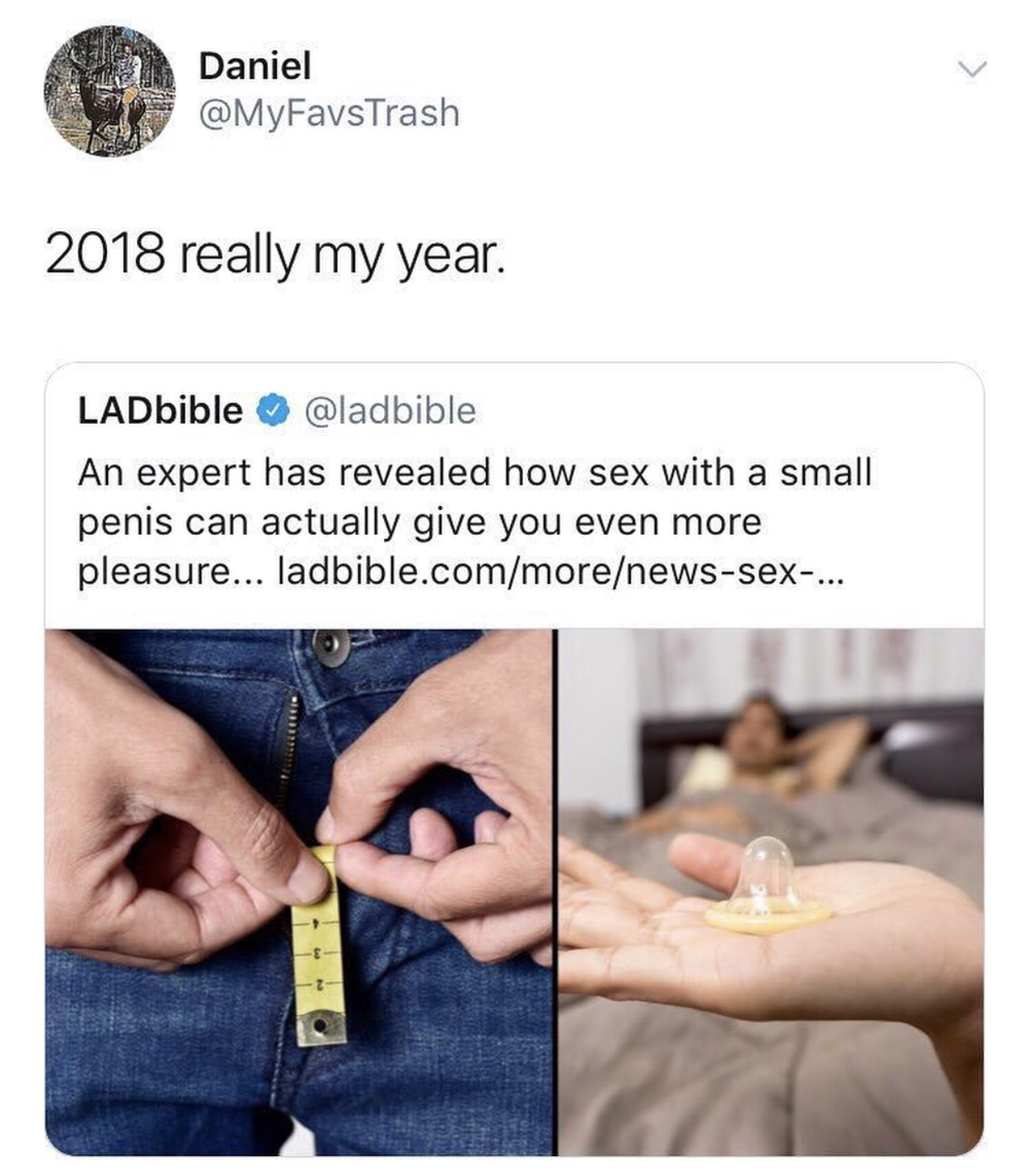tiny willy - Daniel 2018 really my year. LADbible An expert has revealed how sex with a small penis can actually give you even more pleasure... ladbible.commorenewssex...
