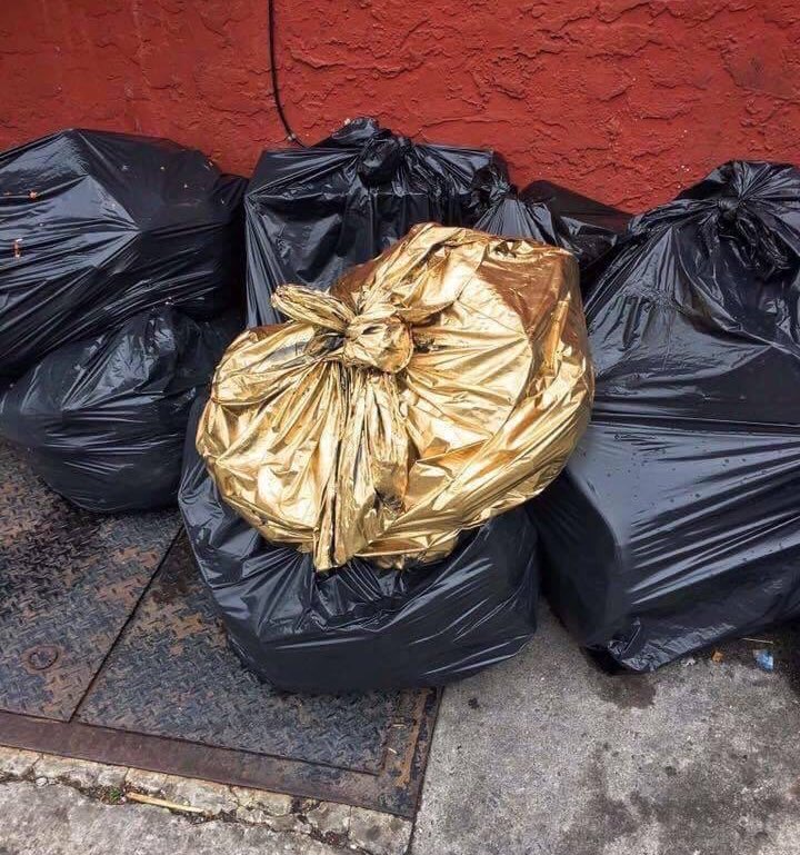 random pic golden trash bag meme