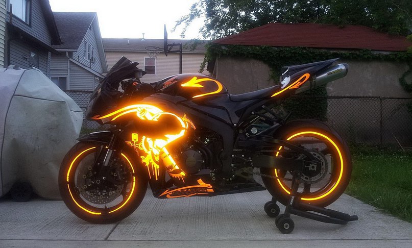 Neon lights on a cool motorcycle