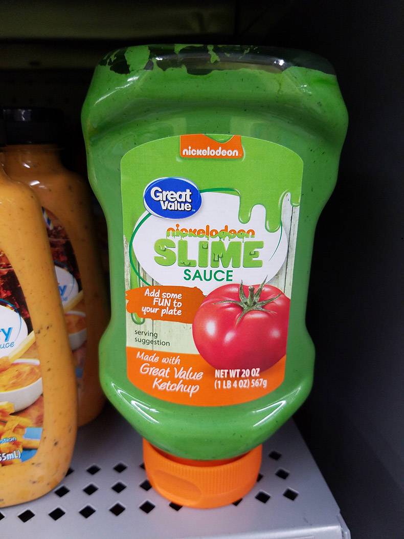 ketchup - nickelodeon Great Value nickelodeon Slime Sauce Add some Fun to your plate uce serving suggestion Made with Great Value Net Wt 2002 1 Lb 4 Oz 567g Ketchup gon 55mL