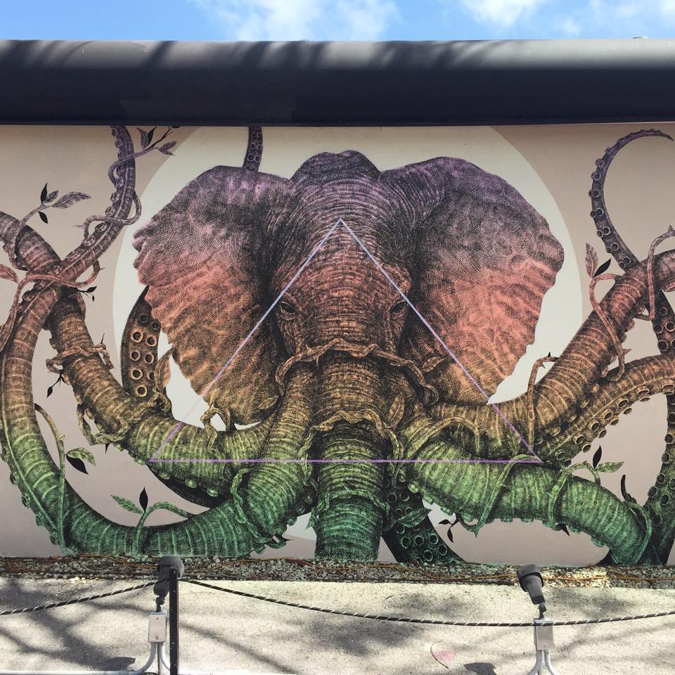 Elephant mural with triangle
