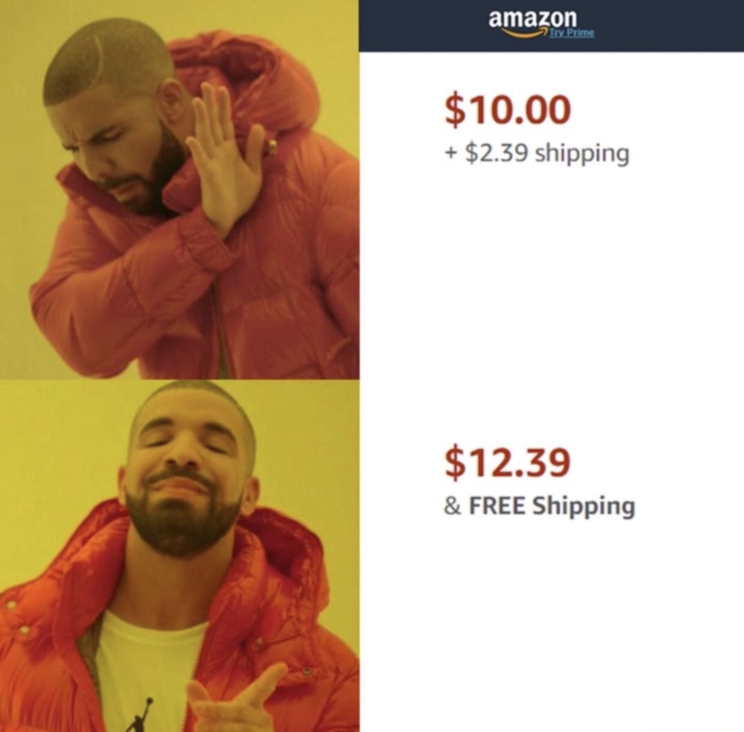 free shipping meme - amazon Try Prime $10.00 $2.39 shipping $12.39 & Free Shipping