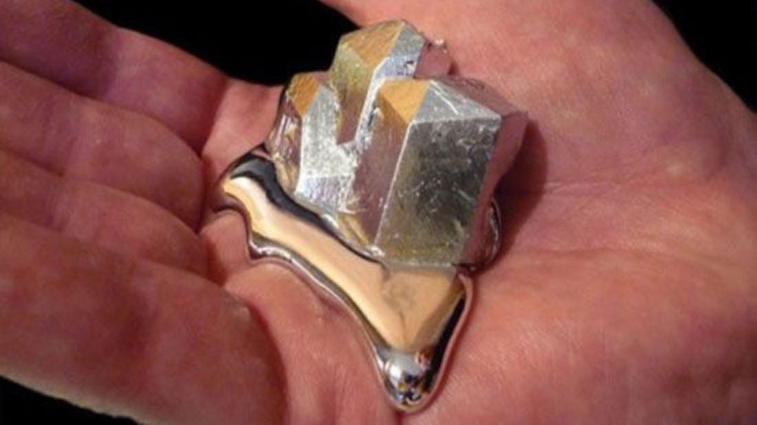 Gallium is a metal that can melt in your hand.</br></br>You can actually have the metal in a 99.99% pure form shipped to your house <a href=https://amzn.to/2A9E154 "nofollow" target="_blank">here.</a>