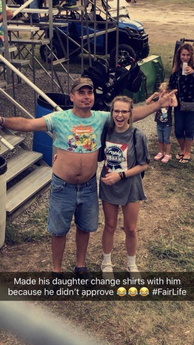 dads in crop tops - Usband Made his daughter change shirts with him because he didn't approve