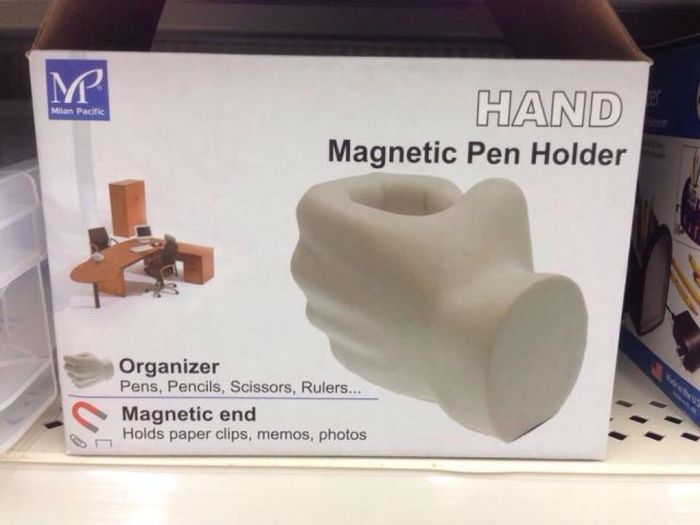 double meaning - M Milan Pacific Hand Magnetic Pen Holder Organizer Pens, Pencils, Scissors, Rulers... Magnetic end ne varem Holds paper clips, memos, photos