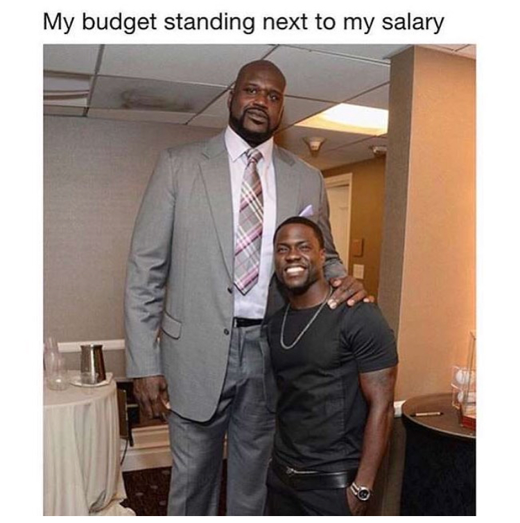 memes - kevin hart short - My budget standing next to my salary