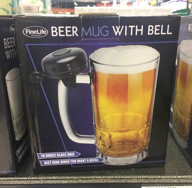 Beer - FineLite Beer Mug With Bell 18 Ounce Glass Mug Just Ring When You Want A Refill Les Whe