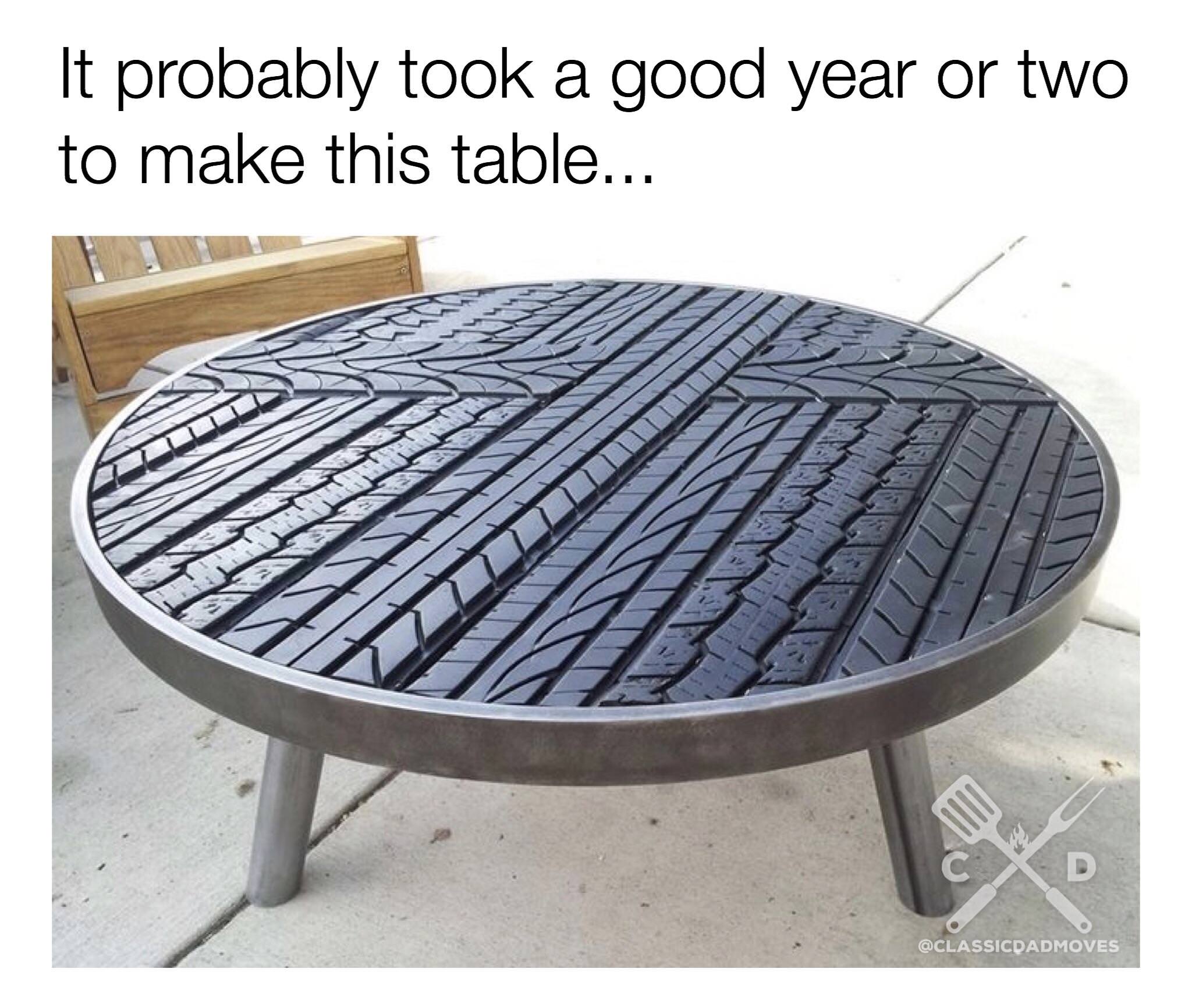 goodyear or two table - It probably took a good year or two to make this table...