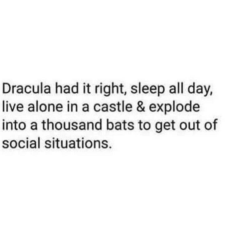 he deserves better quotes - Dracula had it right, sleep all day, live alone in a castle & explode into a thousand bats to get out of social situations.