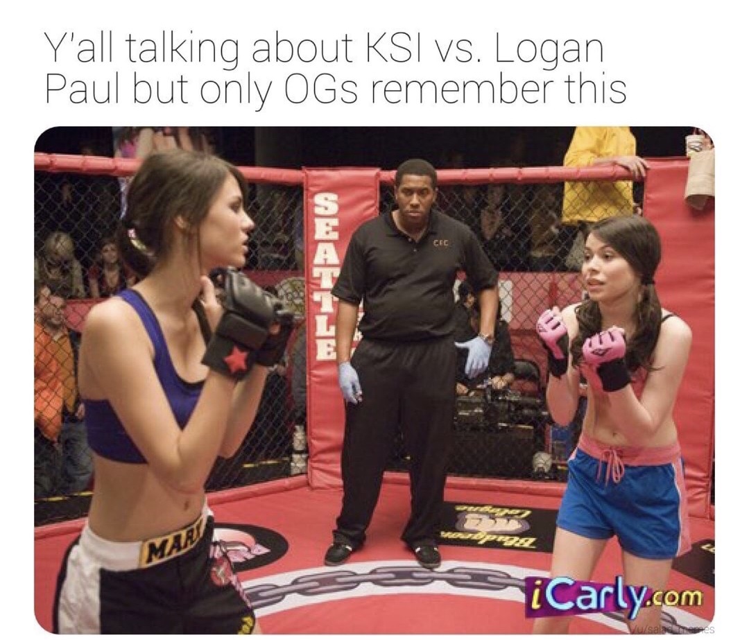 memes - ksi vs logan paul memes - Y'all talking about Ksi vs. Logan Paul but only OGs remember this Mi Mari iCarly.com usalades