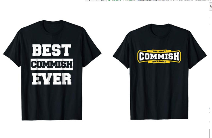Show your appreciation for the man who makes the Fantasy league come together with these Commissioner Appreciation T-Shirts - $17.99 Get it <a href="https://amzn.to/2Q1ckiW" target="_blank" rel="nofollow"><font color="red"><b>HERE</font></b></a>.