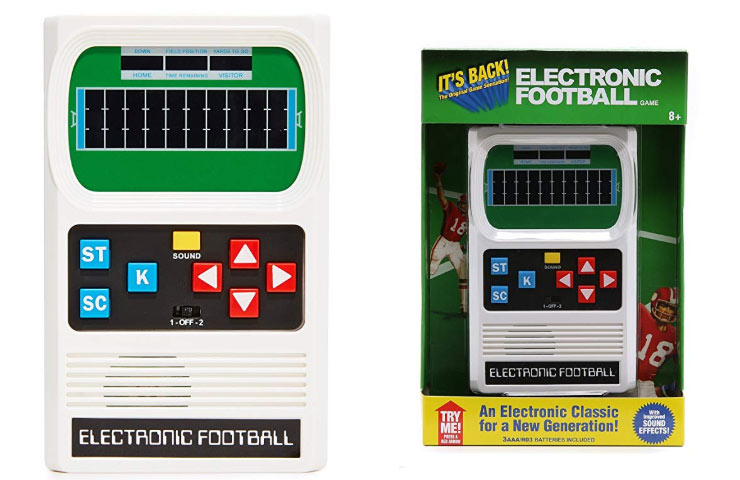 The perfect way to kill down time during your league's draft or commercials during games.  Now you can relive those nostalgic moments from your childhood with the Retro Handheld Football Game - $10.99 Get it <a href="https://amzn.to/2Nb0iVm" target="_blank" rel="nofollow"><font color="red"><b>HERE</font></b></a>.