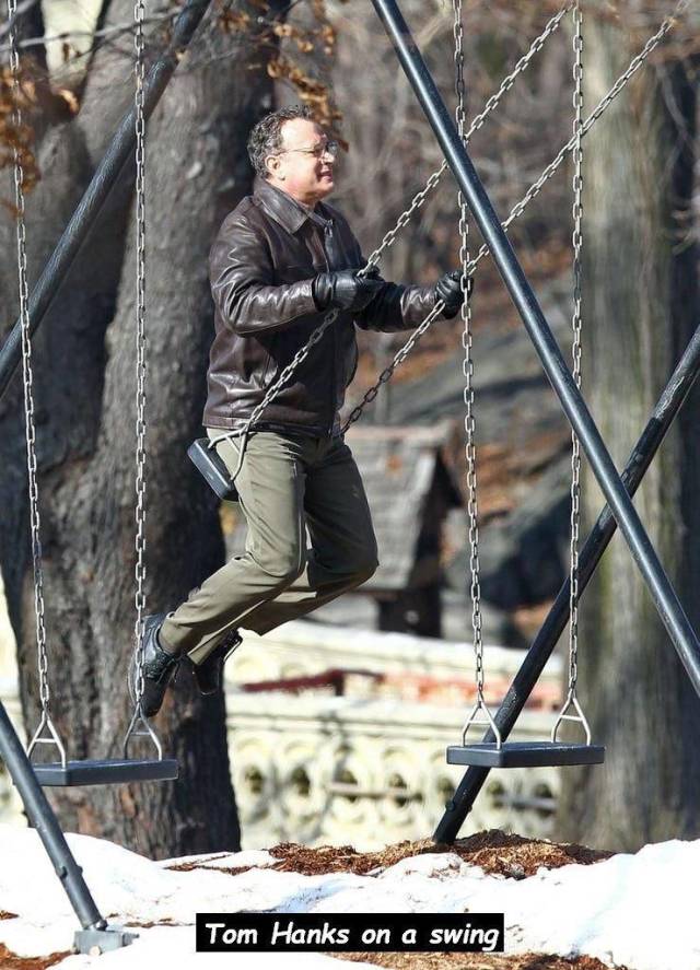 tom hanks on a swing