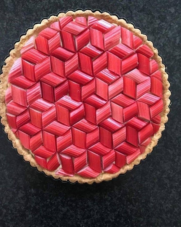 This geometrically appealing rhubarb pie