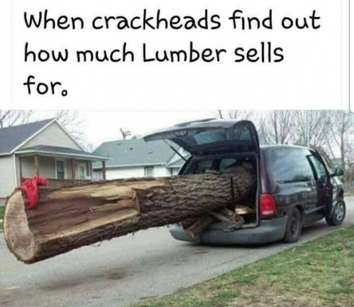 crackheads find out how much lumber - When crackheads find out how much Lumber sells for.
